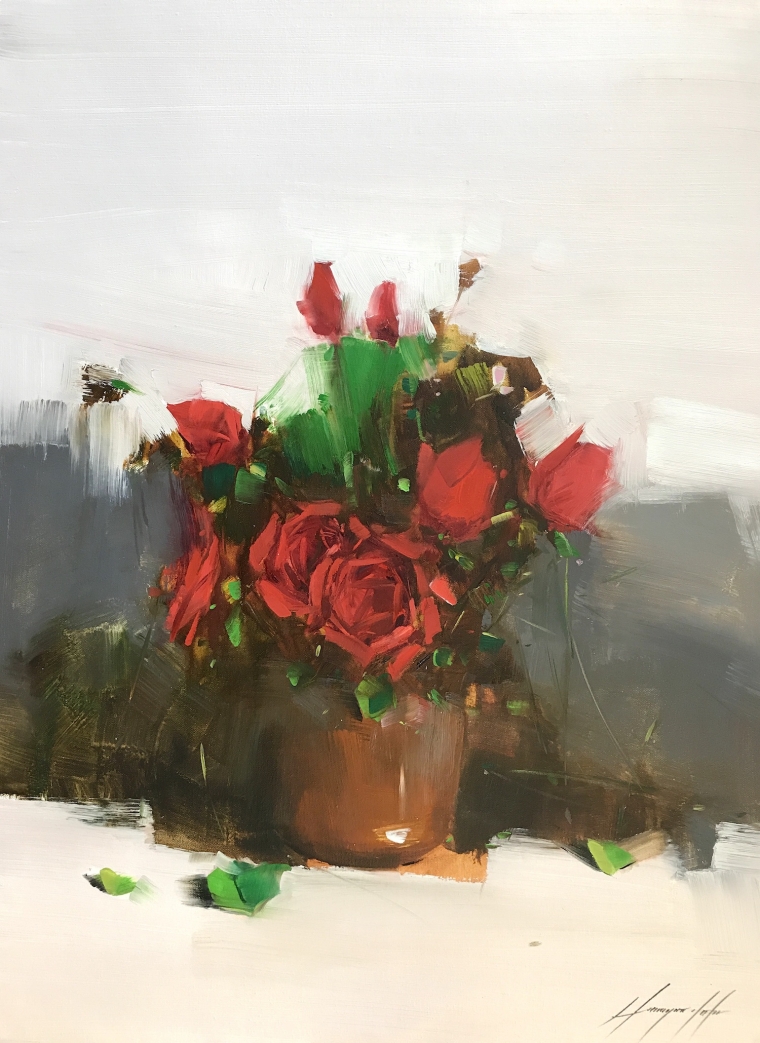 Vase of Roses, Oil Painting, Handmade artwork, One of a Kind     